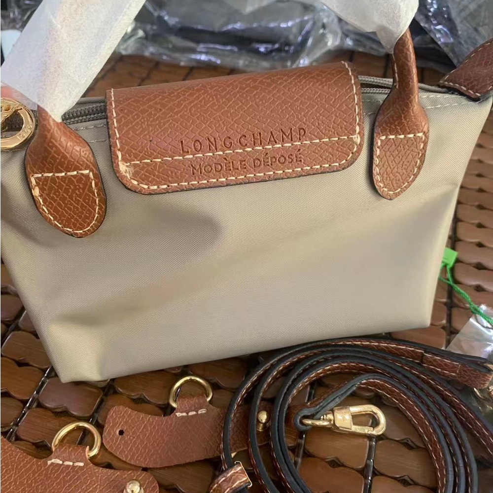 Longchamp Taupe and Brown Small Nylon Crossbody Bag - Picture 3 of 6